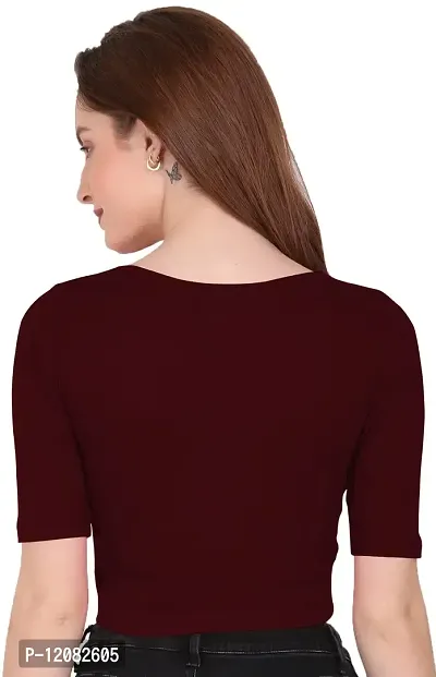 THE BLAZZE 1055 Crop Tops for Women (Small, Maroon)-thumb3