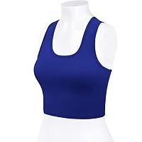 THE BLAZZE Women's Cotton Racerback Basic Crop Tank Tops (Small, Royal Blue Royal Blue)-thumb4