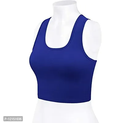 THE BLAZZE Women's Cotton Racerback Basic Crop Tank Tops (Small, Royal Blue Royal Blue)-thumb5