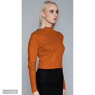 AD2CART A1756 Women's Basic Solid Turtle Neck Full Sleeves Stretchable Ribbed Crop Top for Women Stylish Western (X-Large, Color_02)-thumb3