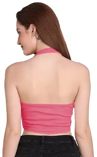 THE BLAZZE 1294 Halter Neck Crop Top for Women (X-Large, Light Pink)-thumb2