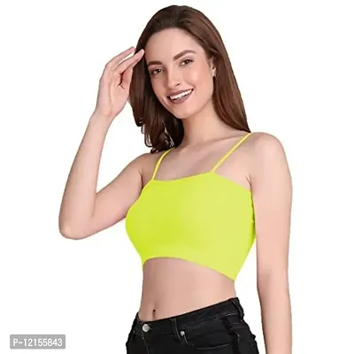 THE BLAZZE 1290 Crop Top for Women (Small, Light Yellow)