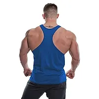 THE BLAZZE 0051 Men's Tank Top Muscle Gym Bodybuilding Vest Fitness Workout Train Stringers (X-Large, Royal Blue)-thumb1