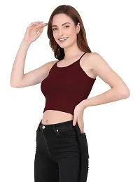 THE BLAZZE 1002 Women's Sleeveless Crop Tops Sexy Strappy Tees (Small(30"-32"), C - Maroon)-thumb4