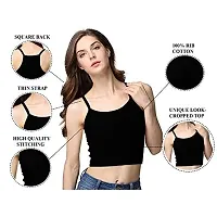 THE BLAZZE Women's Sleeveless Crop Tops Sexy Strappy Tees (L, Mustard Yellow)-thumb4