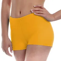 THE BLAZZE Women's Seamless Spandex Boyshort Underskirt Pant Short Leggings Pack of 4 (S, Gray+Navy+Orange+Yellow)-thumb1