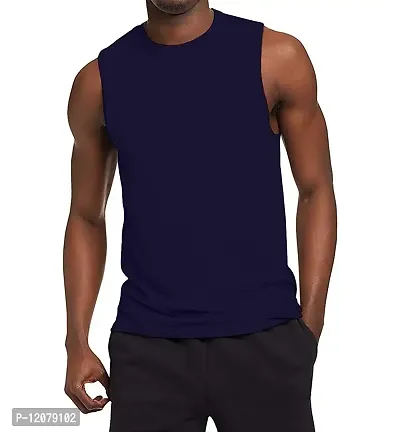 THE BLAZZE Men's Sleeveless T-Shirt (Small(36?/90cm - Chest), Navy)
