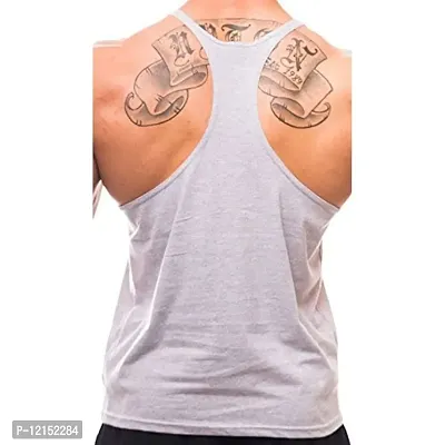 THE BLAZZE Men's Bodybuilding Gym Solid Color Tank Top Stringers (X-Large, Grey)-thumb2