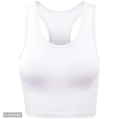 THE BLAZZE Women's Sleeveless Crop Tops Sexy Strappy Tees (XX-Large, White)-thumb0