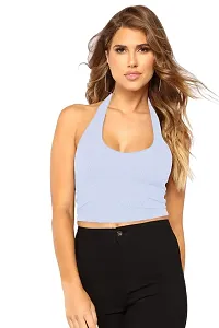 THE BLAZZE 1294 Crop Top for Women (Medium, Light Blue)-thumb2