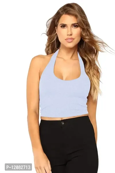 THE BLAZZE 1294 Crop Top for Women (Medium, Light Blue)-thumb3