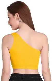 THE BLAZZE 1003 Women's Sleeveless Crop Tops Sexy Strappy Tees (XL, Light Yellow)-thumb2