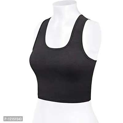 THE BLAZZE Women's Sleeveless Crop Tops Sexy Strappy Tees (XX-Large, Charcoal Melange)-thumb4