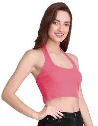 THE BLAZZE 1294 Halter Neck Crop Top for Women (X-Large, Light Pink)-thumb3