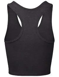 THE BLAZZE Women's Sleeveless Crop Tops Sexy Strappy Tees (XX-Large, Charcoal Melange)-thumb2