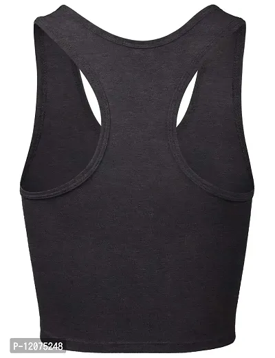 THE BLAZZE Women's Sleeveless Crop Tops Sexy Strappy Tees (XX-Large, Charcoal Melange)-thumb3