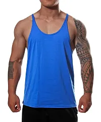 THE BLAZZE Men's Gym Stringer Tank Top Bodybuilding Athletic Workout Muscle Fitness Vest (S, Royal Blue)-thumb1