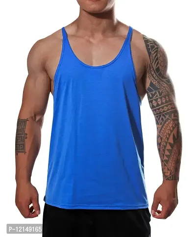 THE BLAZZE Men's Gym Stringer Tank Top Bodybuilding Athletic Workout Muscle Fitness Vest (S, Royal Blue)-thumb2