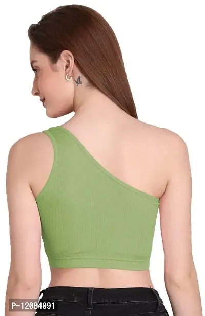 THE BLAZZE 1003 Women's Sleeveless Crop Tops Sexy Strappy Tees (S, Light Green)-thumb3