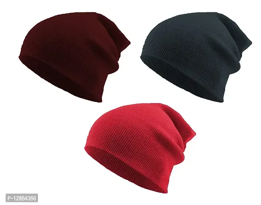 THE BLAZZE 2015 Unisex Winter Caps Pack Of 3 (Pack Of 3, Maroon,Navy,pink)