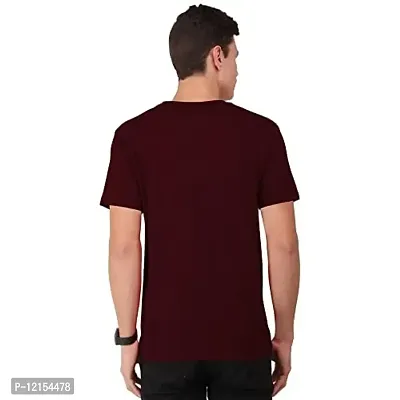 THE BLAZZE 0017 Men's Round Neck Half Sleeve Cotton T-Shirt for Men (Large(38?-40""), C - Maroon)-thumb2