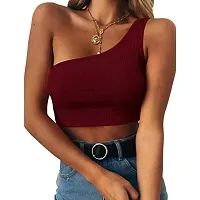 THE BLAZZE Women's Sleeveless Crop Tops Sexy Strappy Tees (S, Black+Wine Red)-thumb2