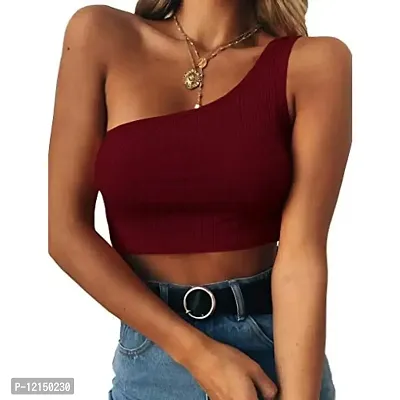 THE BLAZZE Women's Sleeveless Crop Tops Sexy Strappy Tees (S, Black+Wine Red)-thumb3