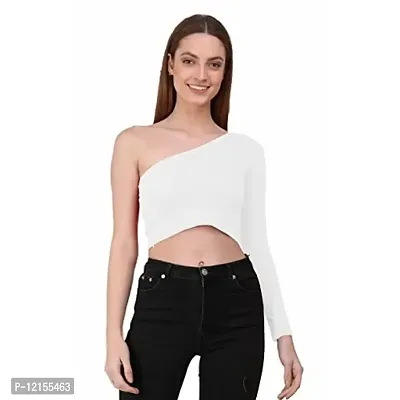 THE BLAZZE 1289 One Shoulder Tops for Women (XX-Large, White)-thumb5