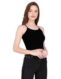 THE BLAZZE 1002 Women's Summer Basic Sexy Strappy Sleeveless Racerback Camisole Crop Top Tops (XX-Large(38?-40""), Black)-thumb2