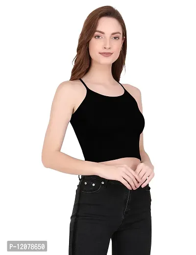 THE BLAZZE 1002 Women's Summer Basic Sexy Strappy Sleeveless Racerback Camisole Crop Top Tops (XX-Large(38?-40""), Black)-thumb3