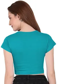 THE BLAZZE 1081 Crop Tops for Women (S, Turquoise Blue)-thumb2