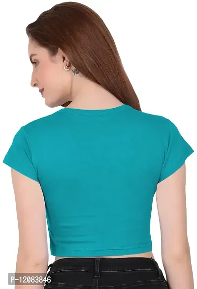 THE BLAZZE 1081 Crop Tops for Women (S, Turquoise Blue)-thumb3