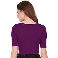 THE BLAZZE 1055 Women's Full Sleeve Crop Tops Sexy Strappy Tees (Small, Violet)-thumb2