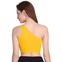 THE BLAZZE Women's Sleeveless Crop Tops Sexy Strappy Tees (XXL, Light Yellow)-thumb1