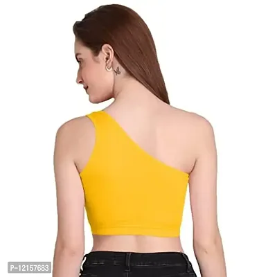 THE BLAZZE Women's Sleeveless Crop Tops Sexy Strappy Tees (XXL, Light Yellow)-thumb2