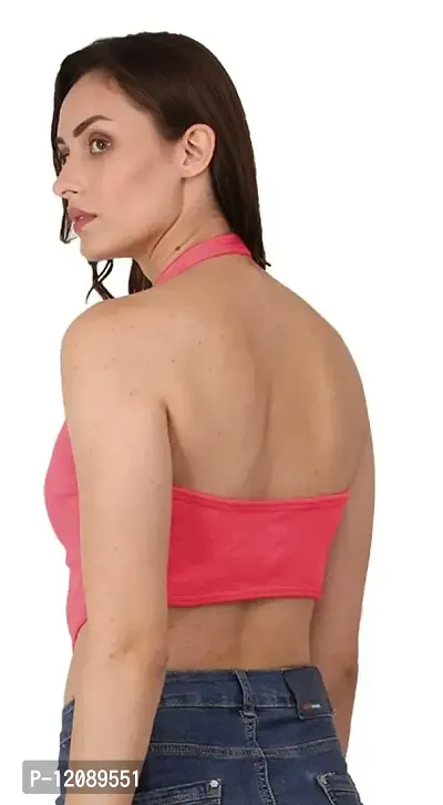 AD2CART A1589 Women's Casual Stretchy Halter Neck Sleeveless Crop Tops for Women (M, Color_02)-thumb3