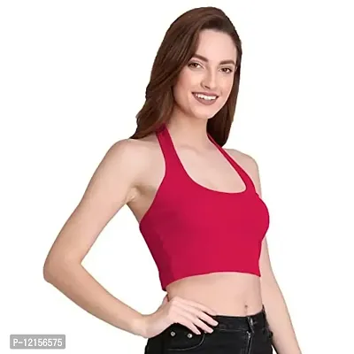 THE BLAZZE 1294 Crop Tops for Women (X-Large, Dark Pink)