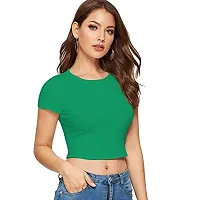 THE BLAZZE 1261 Women's Cotton Crop Top with Shorts (XL, Reliance Green)-thumb1