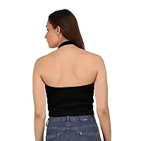 AD2CART A1592 Women's Casual Stretchy V Halter Neck Sleeveless Crop Tops for Women (XS, Color_01)-thumb1