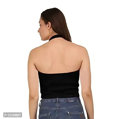 AD2CART A1592 Women's Casual Stretchy V Halter Neck Sleeveless Crop Tops for Women (XS, Color_01)-thumb2