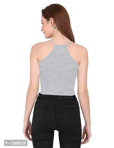 THE BLAZZE 1002 Women's Sleeveless Crop Tops Sexy Strappy Tees (Medium(32"-34"), J - Grey)-thumb1