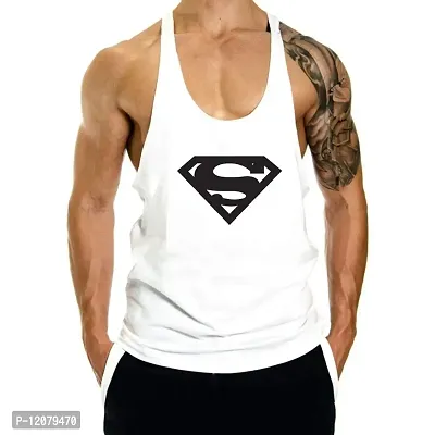 THE BLAZZE Men's Sleeveless T-Shirt Gym Tank Gym Tank Stringer Tank Tops Gym Vest Muscle Tee Gym Vest Vests Men Vest for Men T-Shirt for Men's (Small(34""-36""), E - Sman White)-thumb0