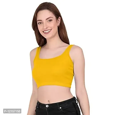 THE BLAZZE 1044 Women's Summer Basic Sexy Strappy Sleeveleess Crop Top (X-Small, Yellow Melange)-thumb3