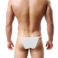 THE BLAZZE 0013 Men's Modal U Back G String Sexy Low Rise Briefs Panties, Men Boxer Underpants Shorts Underwear Bulge Pouch Funny Thongs (XX-Large(95-100cm), B - White)-thumb1