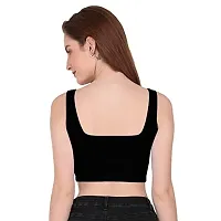 THE BLAZZE 1044 Women's Summer Basic Sexy Strappy Sleeveless Crop Top (X-Large, Black)-thumb2