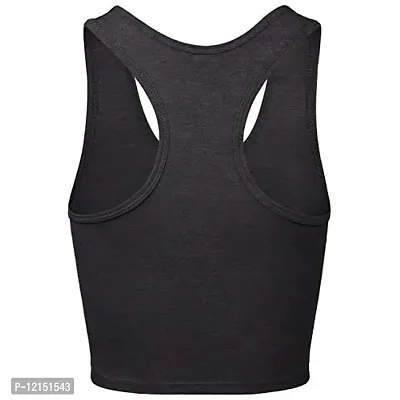 THE BLAZZE Women's Sleeveless Crop Tops Sexy Strappy Tees (XX-Large, Charcoal Melange)-thumb3