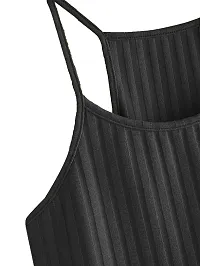 THE BLAZZE Women's Summer Basic Sexy Strappy Sleeveless Racerback Camisole Crop Top (Small, Black White)-thumb3