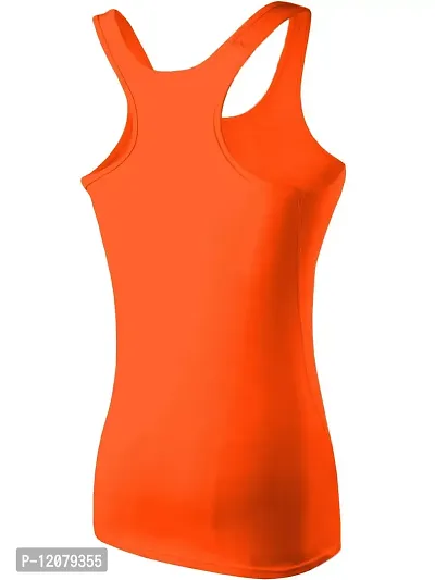 THE BLAZZE Women's Rib Racerback Tank Top (XXL, Orange)-thumb2