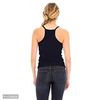 THE BLAZZE Women's Sleeveless Crop Tops Sexy Strappy Tees (XL, Navy)-thumb3