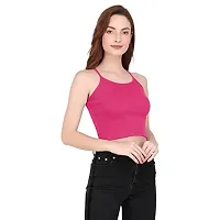 THE BLAZZE 1002 Women's Sleeveless Crop Tops Sexy Strappy Tees (Large(34?-36""), Q - Dark Pink)-thumb3